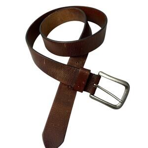 Boconi Leather Belt Mens 34 Brown Silver Buckle Distressed Casual Preppy Classic